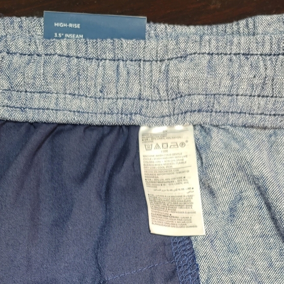 Old Navy Linen Shorts Womens Size 3XL Blue Flat Front Elastic Waist Pull On - Picture 14 of 16
